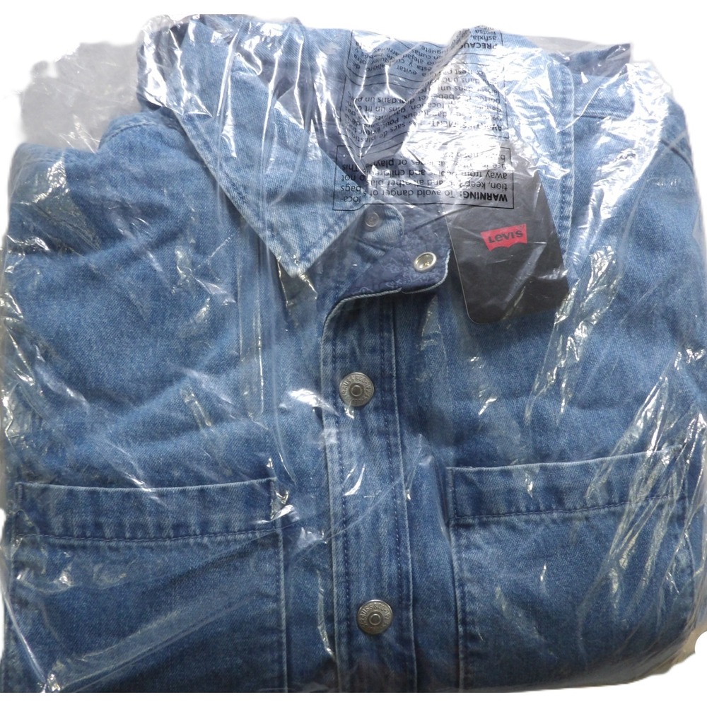 NWT Levis Bryant Padded Reversible Overshirt Men XS Greenpoint Light Wash Denim
